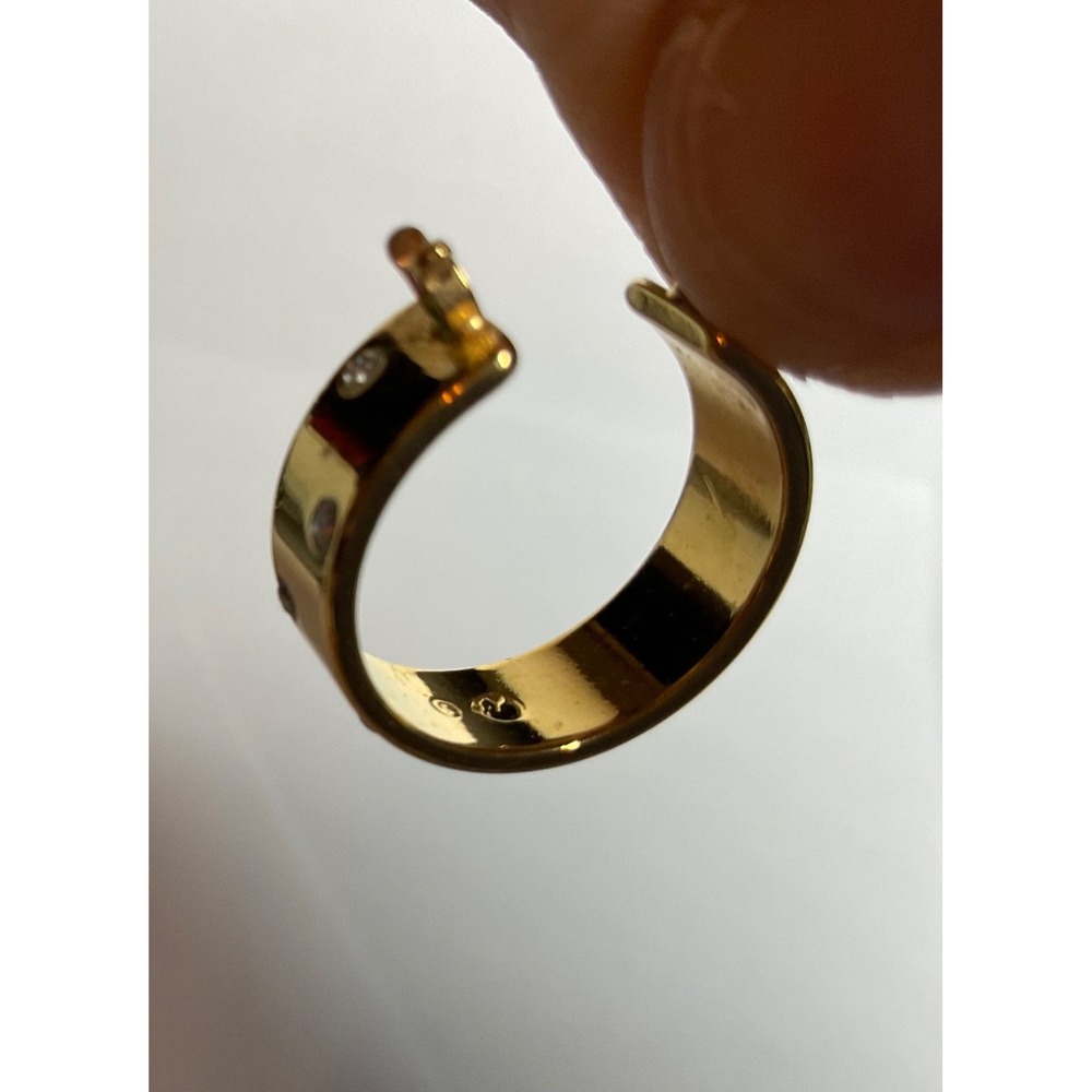 Swarovski Pierced Earrings Gold-Tone Hoops 3/4" Confetti Flush-set Crystals - Picture 6 of 10